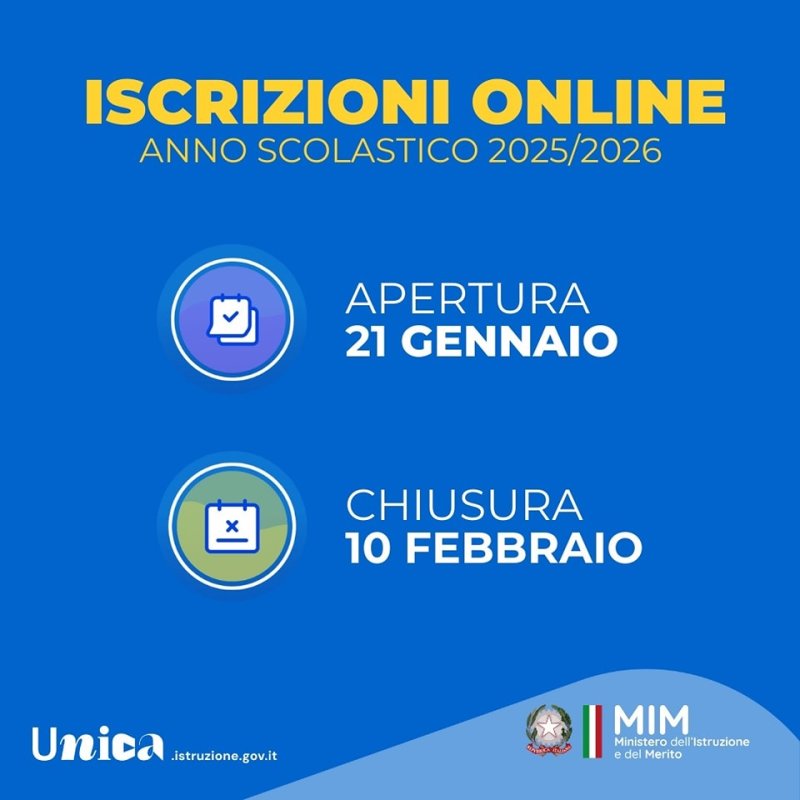 MIM: dal 21 gennaio al 10 febbraio le iscrizioni per l'anno scolastico 2025/2026